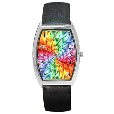 Psychedelic Rainbow Spiral Barrel Style Metal Watch from ArtsNow.com Front