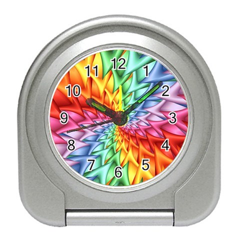 Psychedelic Rainbow Spiral Travel Alarm Clock from ArtsNow.com Front