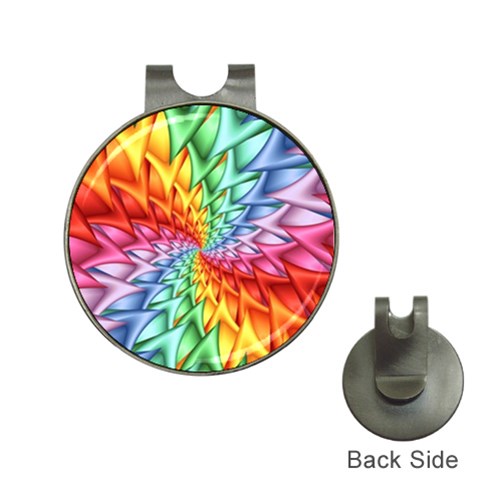 Psychedelic Rainbow Spiral Golf Ball Marker Hat Clip from ArtsNow.com Front