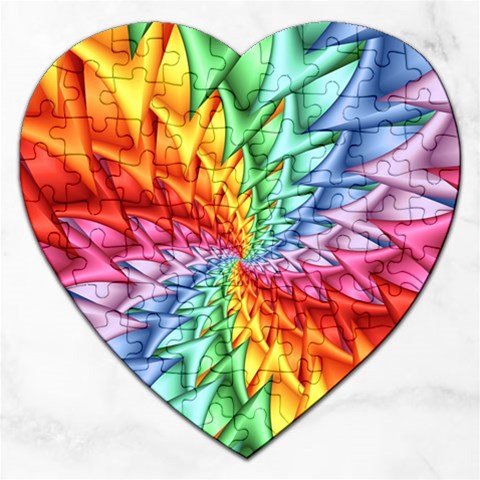 Psychedelic Rainbow Spiral Jigsaw Puzzle (Heart) from ArtsNow.com Front