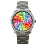 Psychedelic Rainbow Spiral Sport Metal Watch