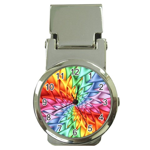 Psychedelic Rainbow Spiral Money Clip Watch from ArtsNow.com Front