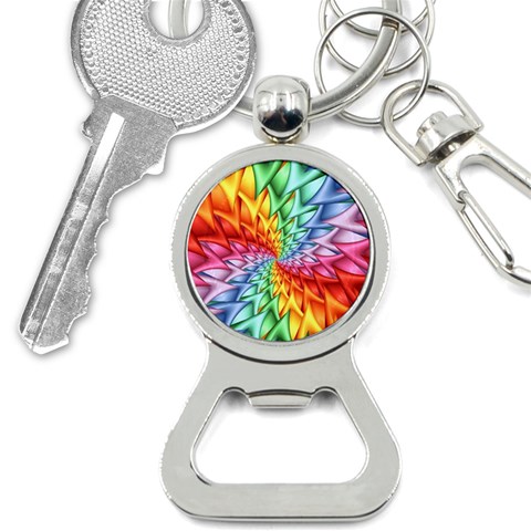 Psychedelic Rainbow Spiral Bottle Opener Key Chain from ArtsNow.com Front