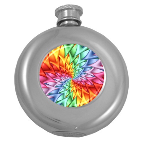 Psychedelic Rainbow Spiral Hip Flask (5 oz) from ArtsNow.com Front