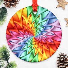 Psychedelic Rainbow Spiral Round Ornament (Two Sides) from ArtsNow.com Back