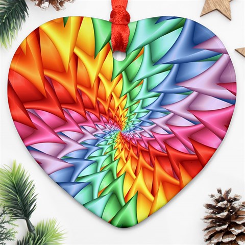 Psychedelic Rainbow Spiral Heart Ornament (Two Sides) from ArtsNow.com Front