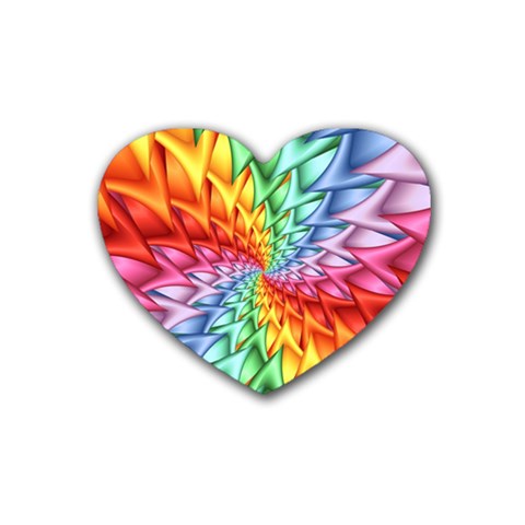 Psychedelic Rainbow Spiral Rubber Coaster (Heart) from ArtsNow.com Front