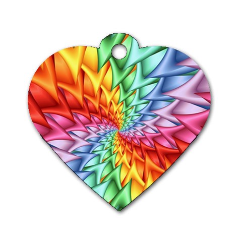 Psychedelic Rainbow Spiral Dog Tag Heart (One Side) from ArtsNow.com Front