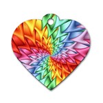 Psychedelic Rainbow Spiral Dog Tag Heart (One Side)