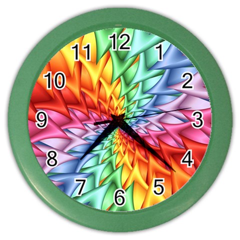 Psychedelic Rainbow Spiral Color Wall Clock from ArtsNow.com Front