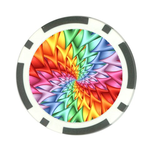 Psychedelic Rainbow Spiral Poker Chip Card Guard from ArtsNow.com Front