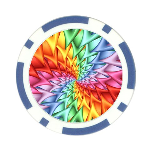 Psychedelic Rainbow Spiral Poker Chip Card Guard from ArtsNow.com Front