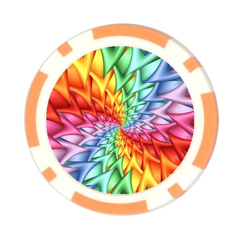 Psychedelic Rainbow Spiral Poker Chip Card Guard from ArtsNow.com Front