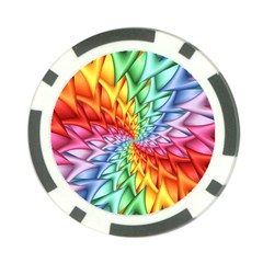 Psychedelic Rainbow Spiral Poker Chip Card Guard from ArtsNow.com Front