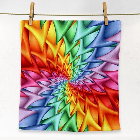 Psychedelic Rainbow Spiral Face Towel from ArtsNow.com Front