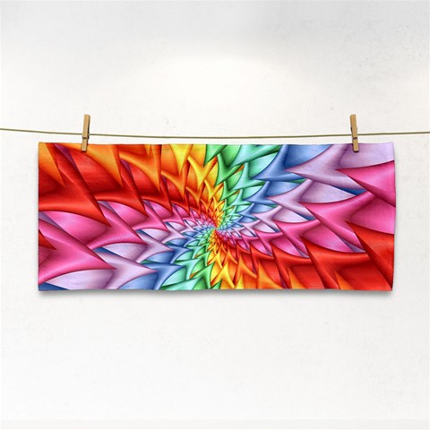 Psychedelic Rainbow Spiral Hand Towel from ArtsNow.com Front