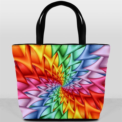 Psychedelic Rainbow Spiral Bucket Bag from ArtsNow.com Front