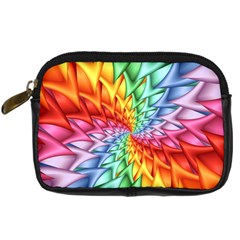 Psychedelic Rainbow Spiral Digital Camera Leather Case from ArtsNow.com Front