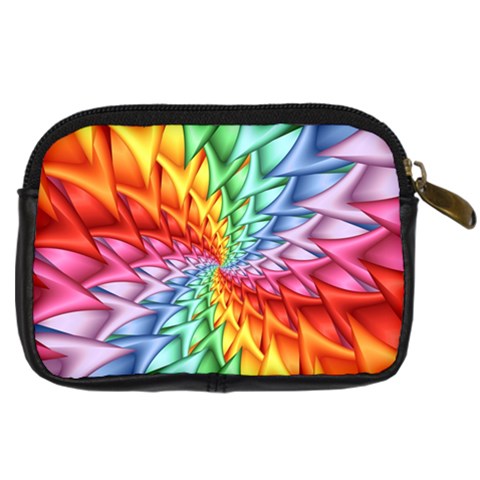 Psychedelic Rainbow Spiral Digital Camera Leather Case from ArtsNow.com Back