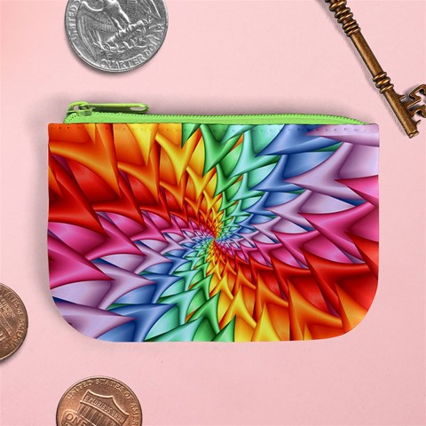 Psychedelic Rainbow Spiral Mini Coin Purse from ArtsNow.com Front