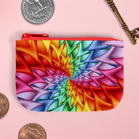 Psychedelic Rainbow Spiral Mini Coin Purse from ArtsNow.com Front