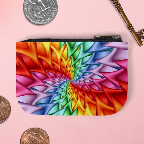 Psychedelic Rainbow Spiral Mini Coin Purse from ArtsNow.com Back