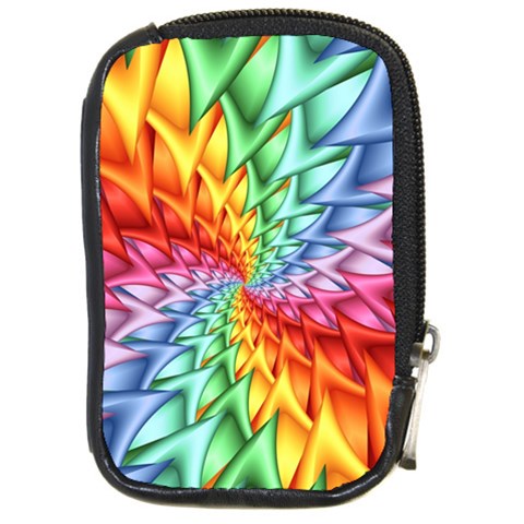 Psychedelic Rainbow Spiral Compact Camera Leather Case from ArtsNow.com Front