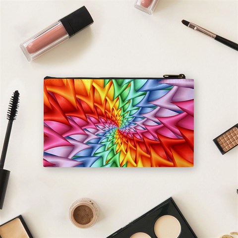 Psychedelic Rainbow Spiral Cosmetic Bag (Small) from ArtsNow.com Back