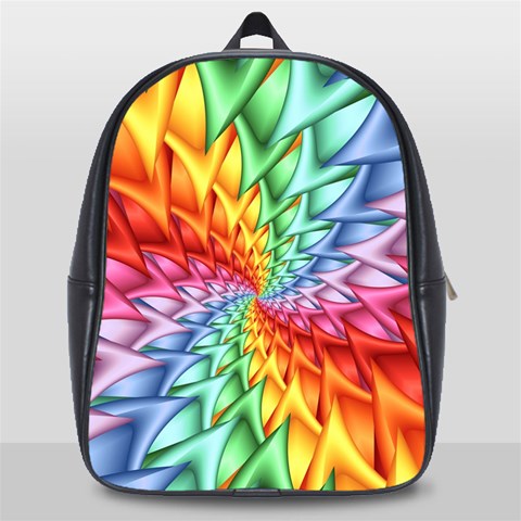 Psychedelic Rainbow Spiral School Bag (Large) from ArtsNow.com Front