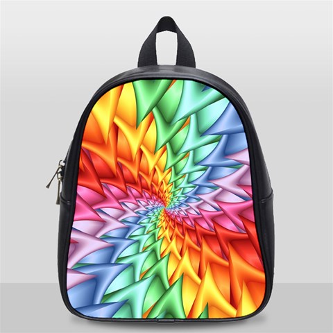 Psychedelic Rainbow Spiral School Bag (Small) from ArtsNow.com Front