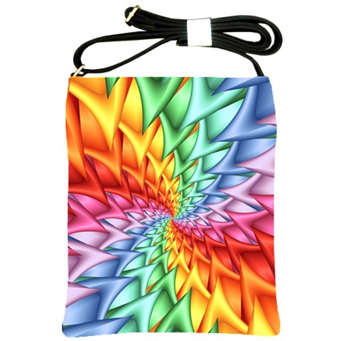 Psychedelic Rainbow Spiral Shoulder Sling Bag from ArtsNow.com Front