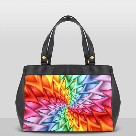 Psychedelic Rainbow Spiral Oversize Office Handbag from ArtsNow.com Front