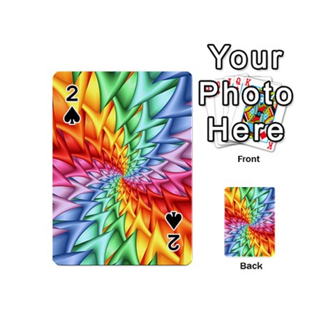 Psychedelic Rainbow Spiral Playing Cards 54 (Mini) from ArtsNow.com Front - Spade2