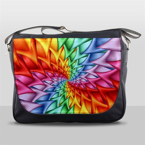 Psychedelic Rainbow Spiral Messenger Bag from ArtsNow.com Front