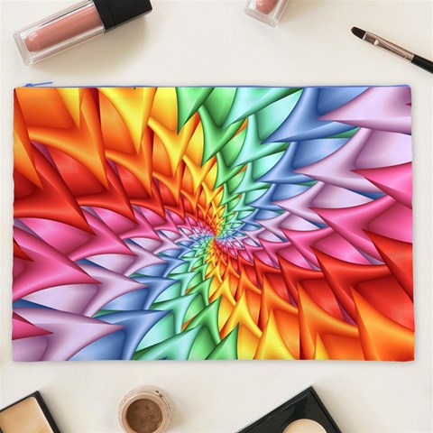 Psychedelic Rainbow Spiral Cosmetic Bag (XXL) from ArtsNow.com Front