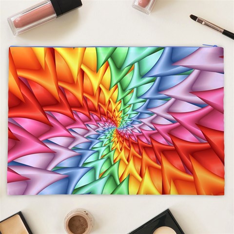 Psychedelic Rainbow Spiral Cosmetic Bag (XXL) from ArtsNow.com Back