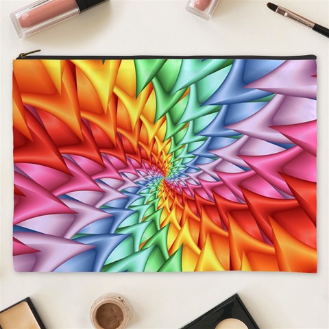 Psychedelic Rainbow Spiral Cosmetic Bag (XXXL) from ArtsNow.com Front