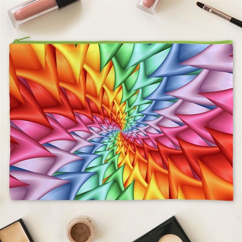 Psychedelic Rainbow Spiral Cosmetic Bag (XXXL) from ArtsNow.com Front