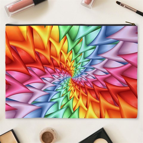 Psychedelic Rainbow Spiral Cosmetic Bag (XXXL) from ArtsNow.com Back