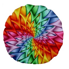 Psychedelic Rainbow Spiral Large 18  Premium Round Cushion  from ArtsNow.com Front