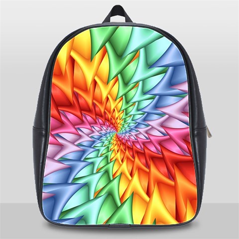 Psychedelic Rainbow Spiral School Bag (XL) from ArtsNow.com Front