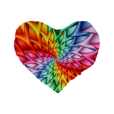 Psychedelic Rainbow Spiral Standard 16  Premium Heart Shape Cushion  from ArtsNow.com Front