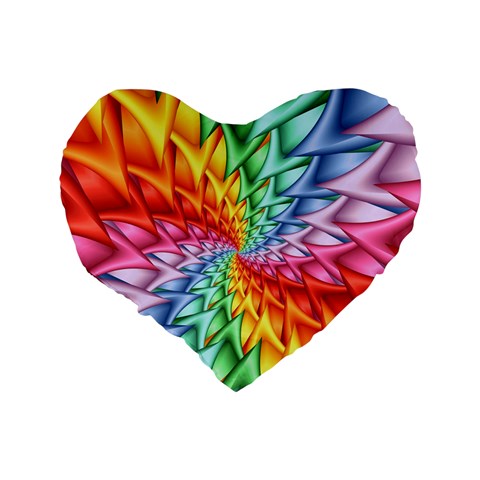 Psychedelic Rainbow Spiral Standard 16  Premium Heart Shape Cushion  from ArtsNow.com Back