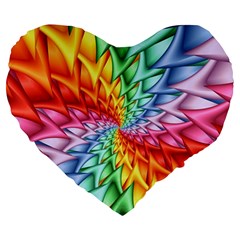 Psychedelic Rainbow Spiral Large 19  Premium Heart Shape Cushion from ArtsNow.com Front