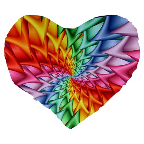 Psychedelic Rainbow Spiral Large 19  Premium Heart Shape Cushion from ArtsNow.com Back