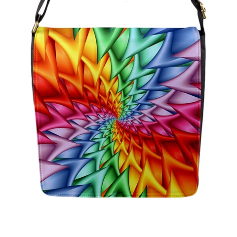 Psychedelic Rainbow Spiral Flap Closure Messenger Bag (L) from ArtsNow.com Front