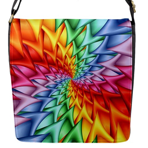 Psychedelic Rainbow Spiral Flap Closure Messenger Bag (S) from ArtsNow.com Front