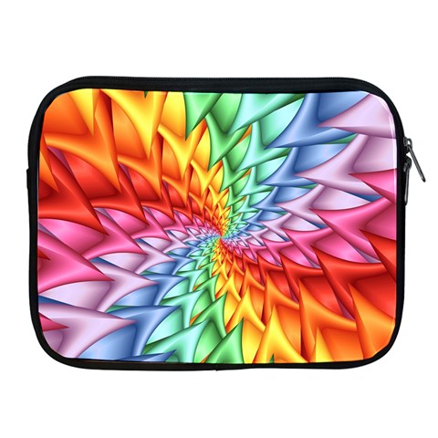 Psychedelic Rainbow Spiral Apple iPad 2/3/4 Zipper Case from ArtsNow.com Front