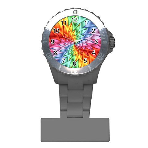 Psychedelic Rainbow Spiral Plastic Nurses Watch from ArtsNow.com Front