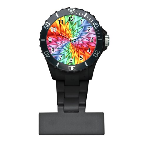 Psychedelic Rainbow Spiral Plastic Nurses Watch from ArtsNow.com Front